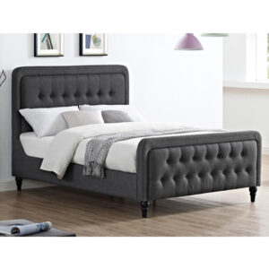 Taniel Linen Fabric Double Bed In Grey