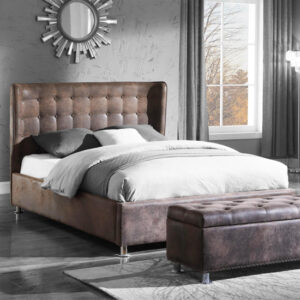 Visala Fabric Double Bed In Antique Brown